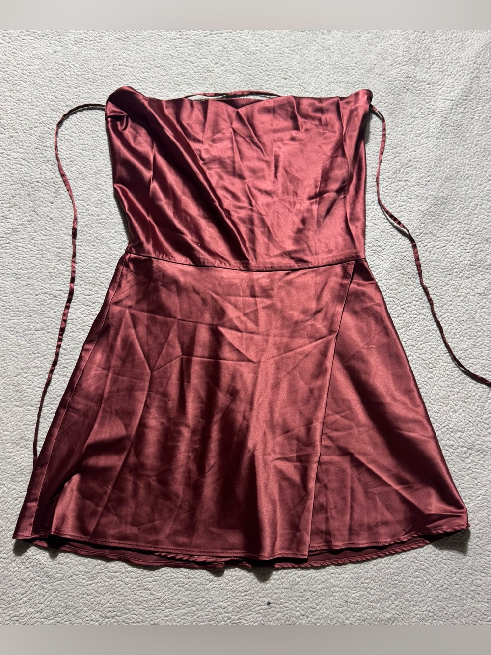 Oh Polly Dress Womens 4 Faux Wrap Mini Cowl Sweetheart Lace Up Back Party Club